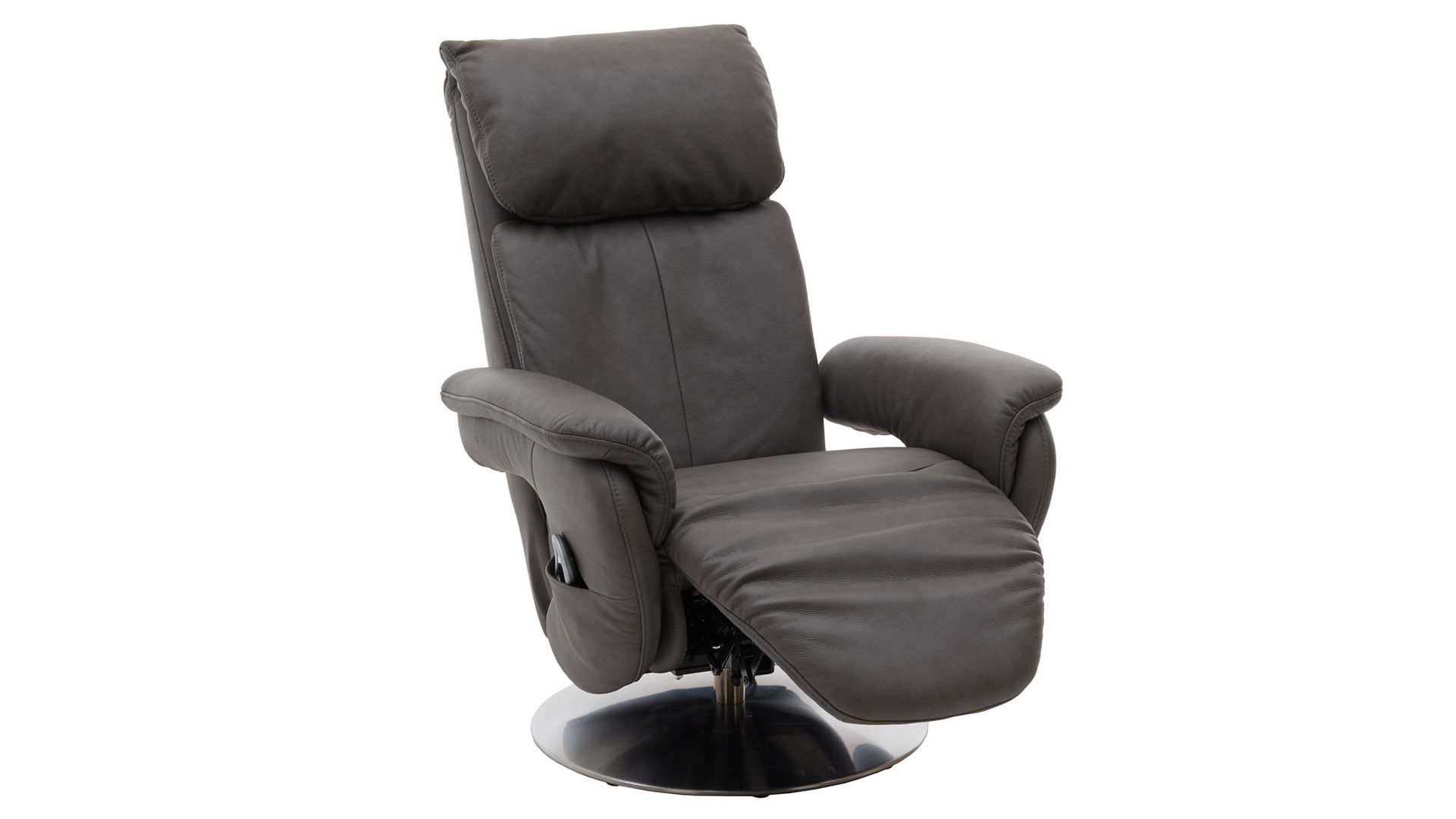 Relaxsessel comfortmaster besser sitzen, liegen, leben aus Leder in Dunkelgrau Comfortmaster 7944 - Relaxsessel mit Massagefunktion canyonfarbenes LongLife-Leder LG 18 & Tellerfuß