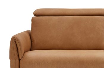 Zweisitzer Steinpol polsteria aus Leder in Hellbraun Polsterprogramm Trapani - Zweisitzer honigfarbenes Leder & schwarze Metallkufe - Breite ca. 210 cm