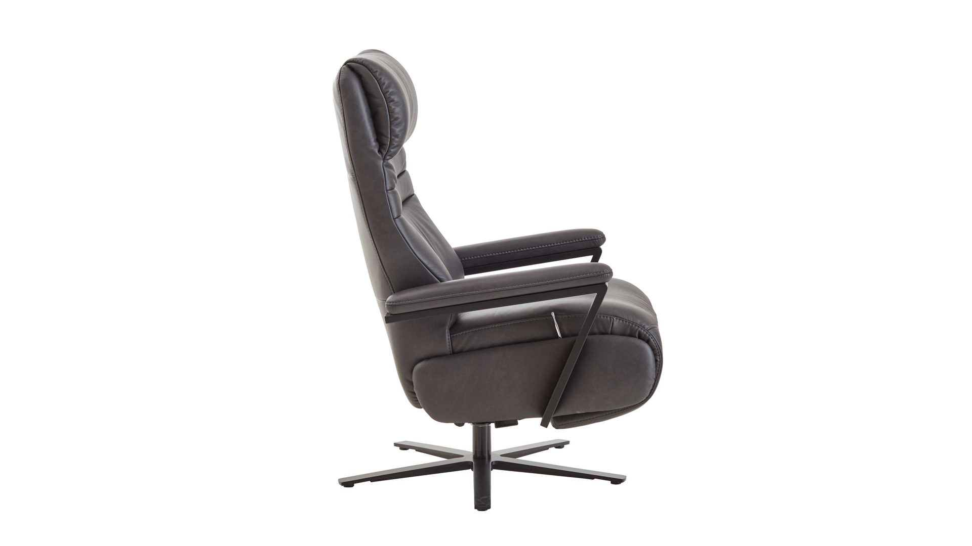 Relaxsessel Steinpol polsteria aus Leder in Anthrazit Polsterprogramm Trapani Lounge RelaXX - Relaxsessel anthrazitfarbenes Leder & Metallsternfuß