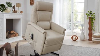 Fernsehsessel OrthoSedis aus Leder in Beige OrthoSedis 9773 - Fernsehsessel 25G motorisch mit Aufstehhilfe - klifffarbenes LongLife-Leder 24