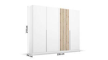 Kleiderschrank Rauch aus Holz in Weiß rauch BLUE Lamella - Drehtürenschrank Alpinweiß & Eiche Artisan - Breite ca. 226 cm