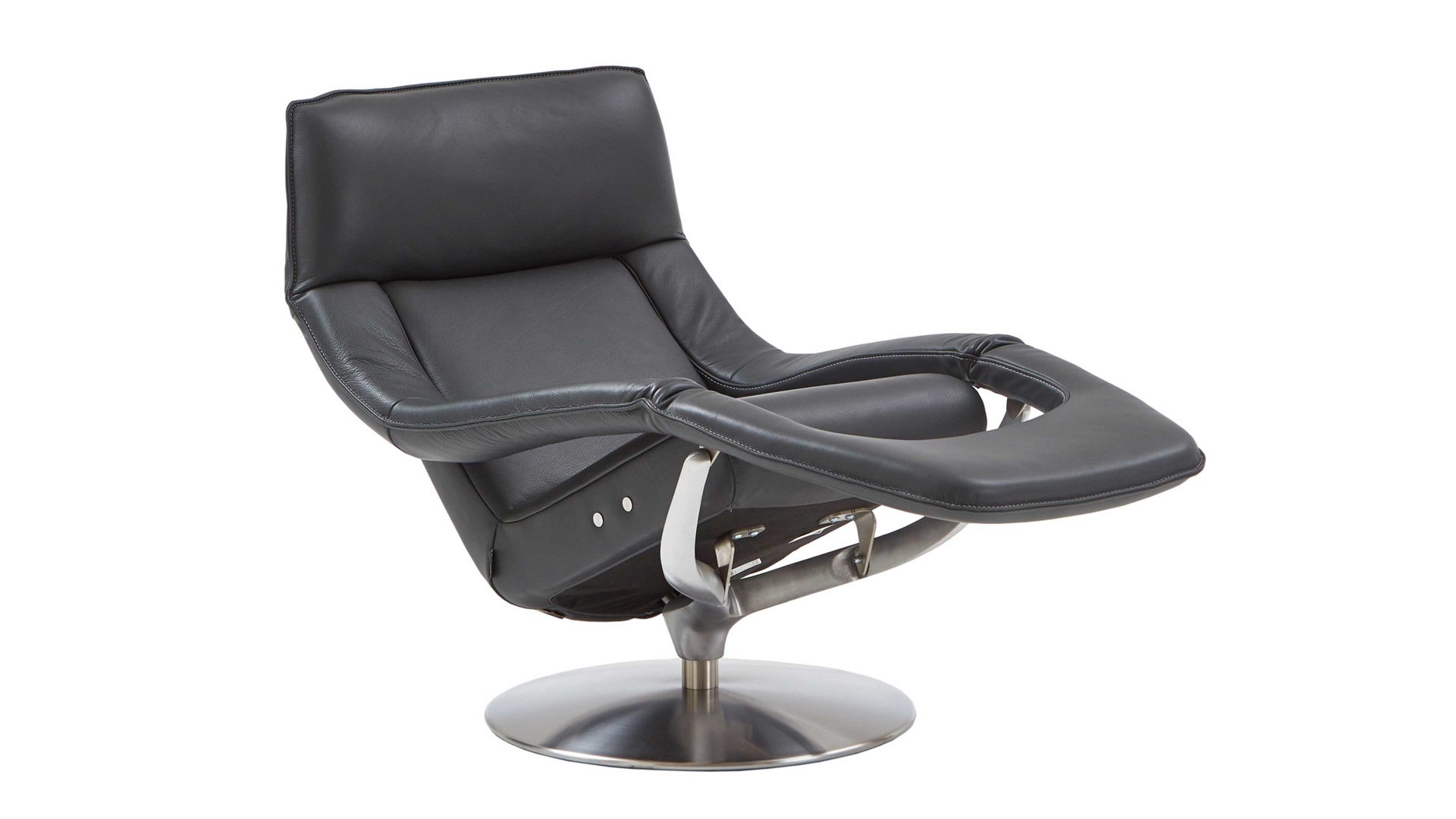 Einzelsessel Koinor aus Leder in Schwarz KOINOR Funktionssessel Yoko schwarzer Lederbezug Classic & Metalldrehteller