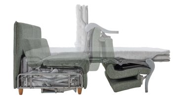 Schlafsofa Bali aus Stoff in Grün Schlafsofa Grande grüner Bezug 2505 & Holzfüße - Breite ca. 229 cm