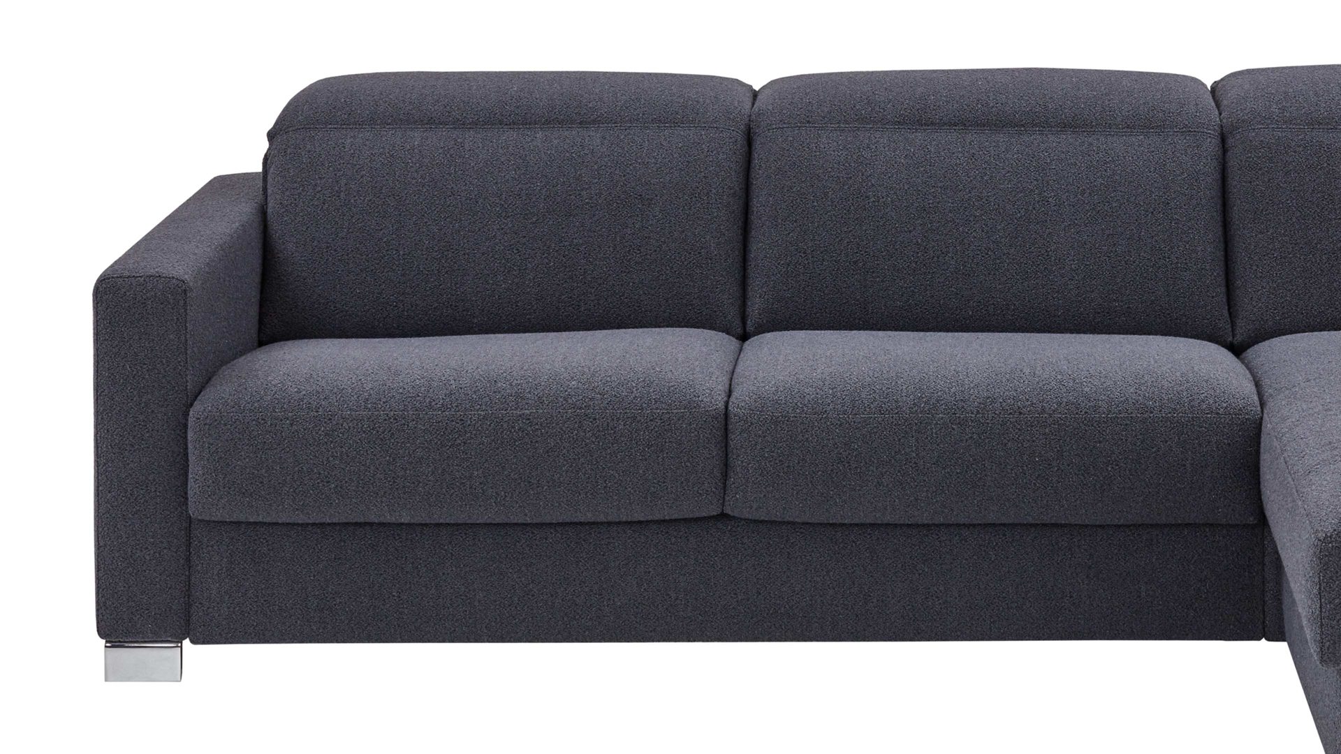 Ecksofa Bali aus Stoff in Grau Schlafsofa Florenz blaugrauer Bezug & Metallfüße - Stellfläche ca. 263 x 186 cm