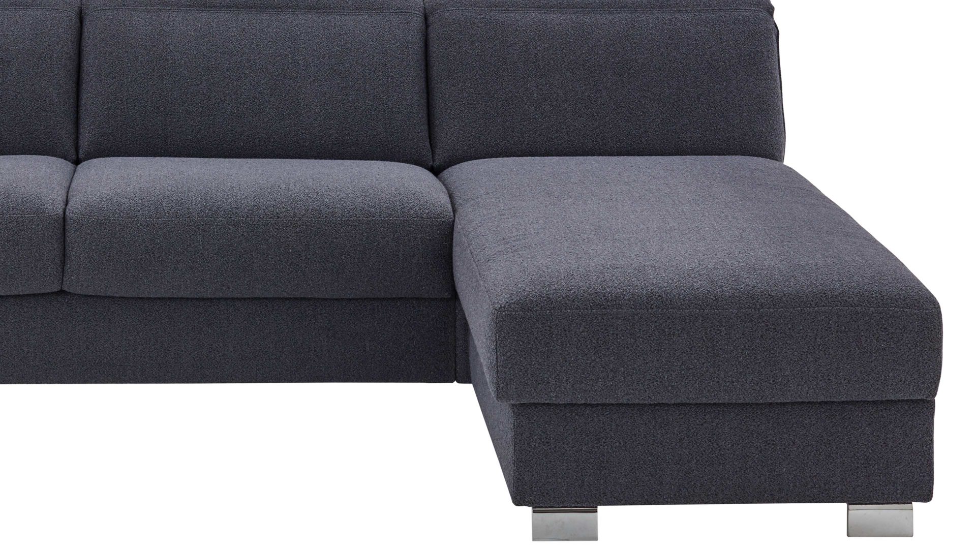 Ecksofa Bali aus Stoff in Grau Schlafsofa Florenz blaugrauer Bezug & Metallfüße - Stellfläche ca. 263 x 186 cm