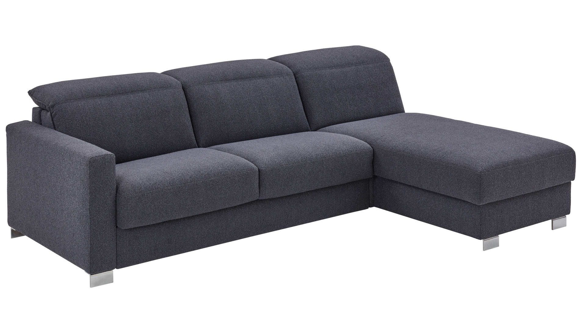 Ecksofa Bali aus Stoff in Grau Schlafsofa Florenz blaugrauer Bezug & Metallfüße - Stellfläche ca. 263 x 186 cm