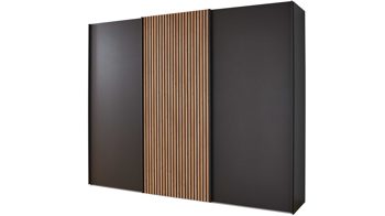 Kleiderschrank Wiemann | oeseder aus Holz in Dunkelgrau WIEMANN Schlafzimmerserie Denver - Schwebetürenschrank Graphit & Eiche Bianco - drei Türen, Breite ca. 250 cm