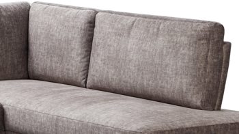 Eckbank combinessa aus Stoff in Hellbraun Combinessa Serie Gavello - Eckbank hellbrauner Stoffbezug H2O 0660-75 & schwarzes Metall - Stellfläche ca. 256 x 171 cm