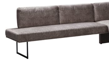 Eckbank combinessa aus Stoff in Hellbraun Combinessa Serie Gavello - Eckbank hellbrauner Stoffbezug H2O 0660-75 & schwarzes Metall - Stellfläche ca. 256 x 171 cm