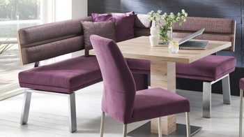 Eckbank modulmaster aus Stoff in Lila Modulmaster Serie Game III - Eckbank 4193 bordeauxfarbene Stoffkombi 755-15 & 1025-80 - Stellfläche ca. 156 x 158 cm