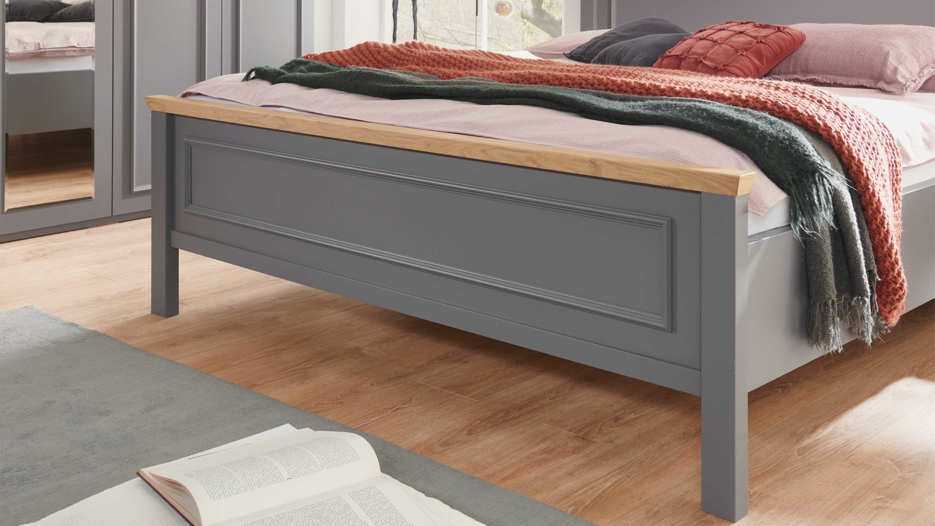 Komplettzimmer C. disselkamp aus Holz in Grau C.DISSELKAMP Schlafzimmerserie Charleston - Komplettzimmer manhattangrauer Lack & Wildeiche - Liegefläche ca. 180 x 200 cm