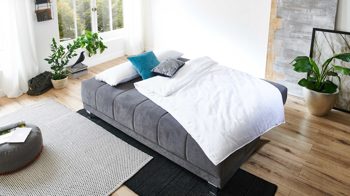 Schlafsofa Restyl aus Stoff in Grau Schlafsofa Lilo grauer Bezug 6839 & Chromfüße - Breite ca. 202 cm