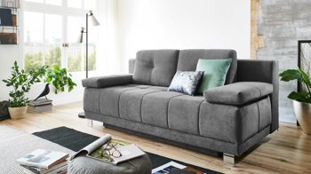 Schlafsofa Restyl aus Stoff in Grau Schlafsofa Lilo grauer Bezug 6839 & Chromfüße - Breite ca. 202 cm