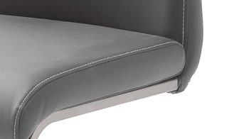 Schwingstuhl Mca furniture aus Kunstfaser in Grau Schwingstuhl bzw. Freischwinger Paulo mit Griffmulde graues Kunstleder 10GX & Edelstahl