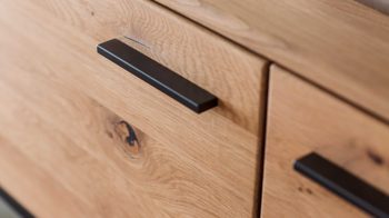 Wohnwand Mca direkt aus Holz in Holzfarben Wohnprogramm Portland - Wohnkombination III Asteiche bianco & Anthrazit – zweiteilig, Breite ca. 265 cm