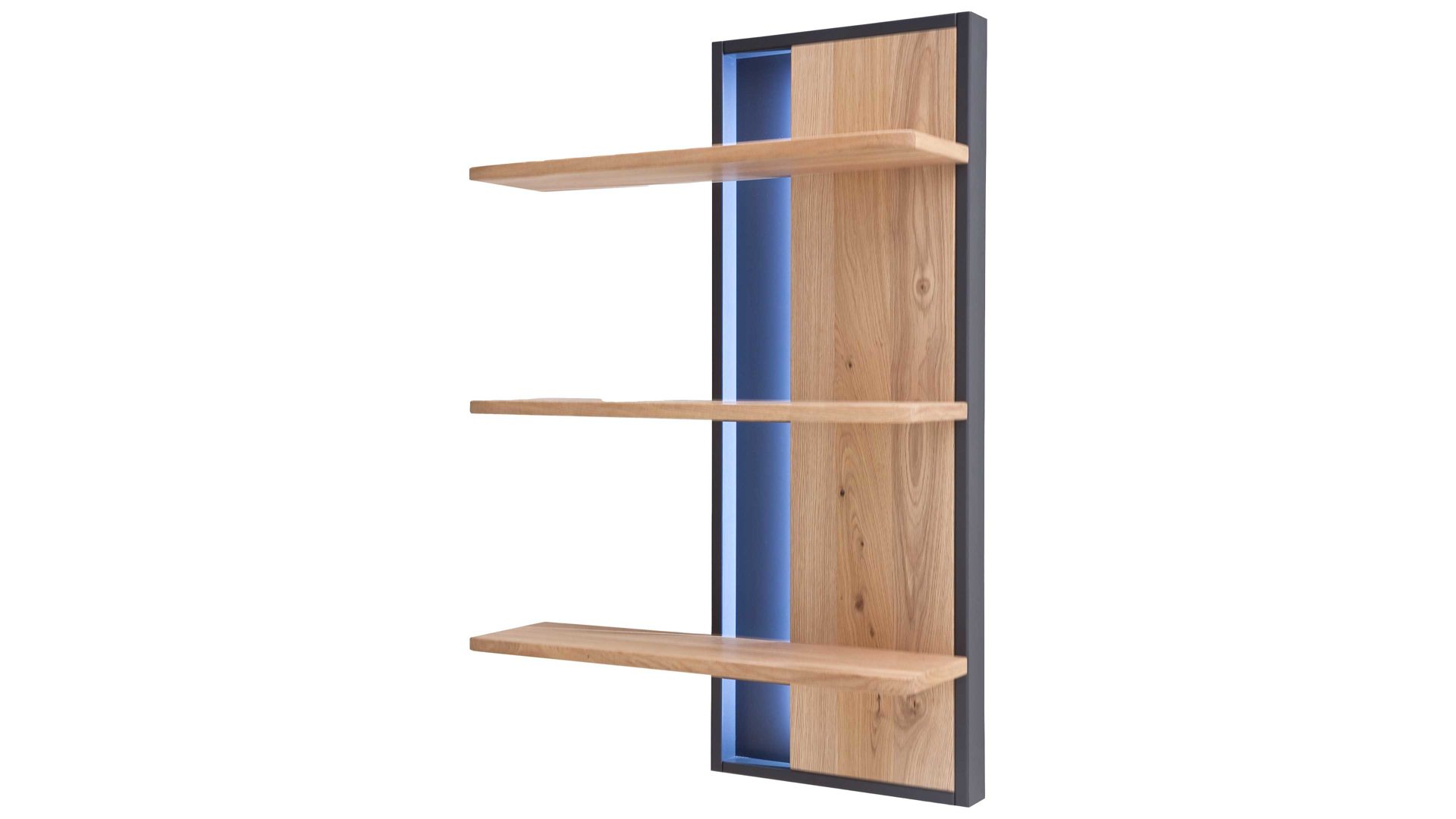 Wohnwand Mca direkt aus Holz in Holzfarben Wohnprogramm Portland - Wohnwand Asteiche bianco & Anthrazit – dreiteilig, Breite ca. 298 cm