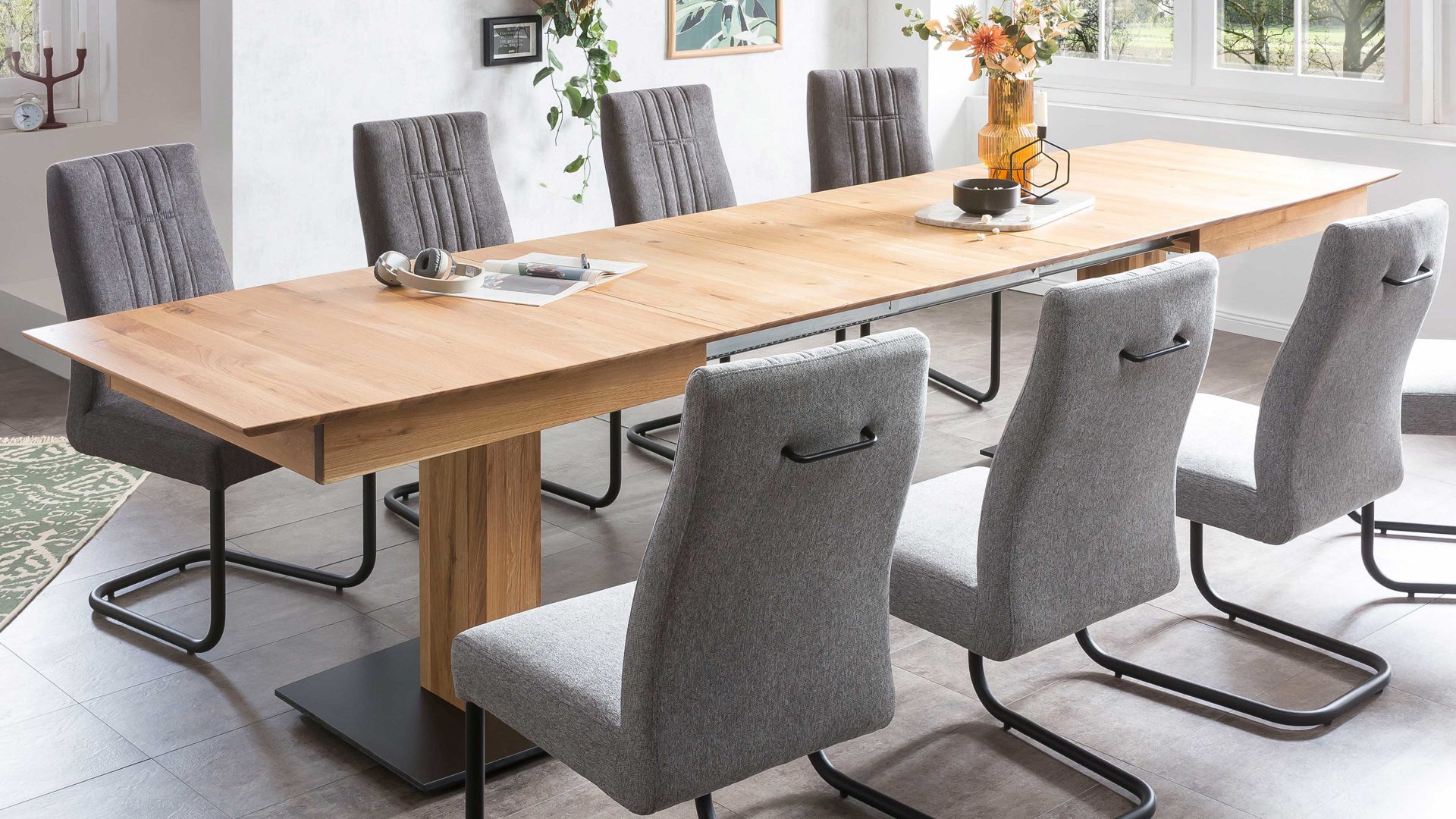 Auszugtisch Standard furniture factory aus Holz in Holzfarben Ausziehtisch Asolo 3XL Eiche rustik & schwarzes HPL - ca. 180 - 330 x 90 cm