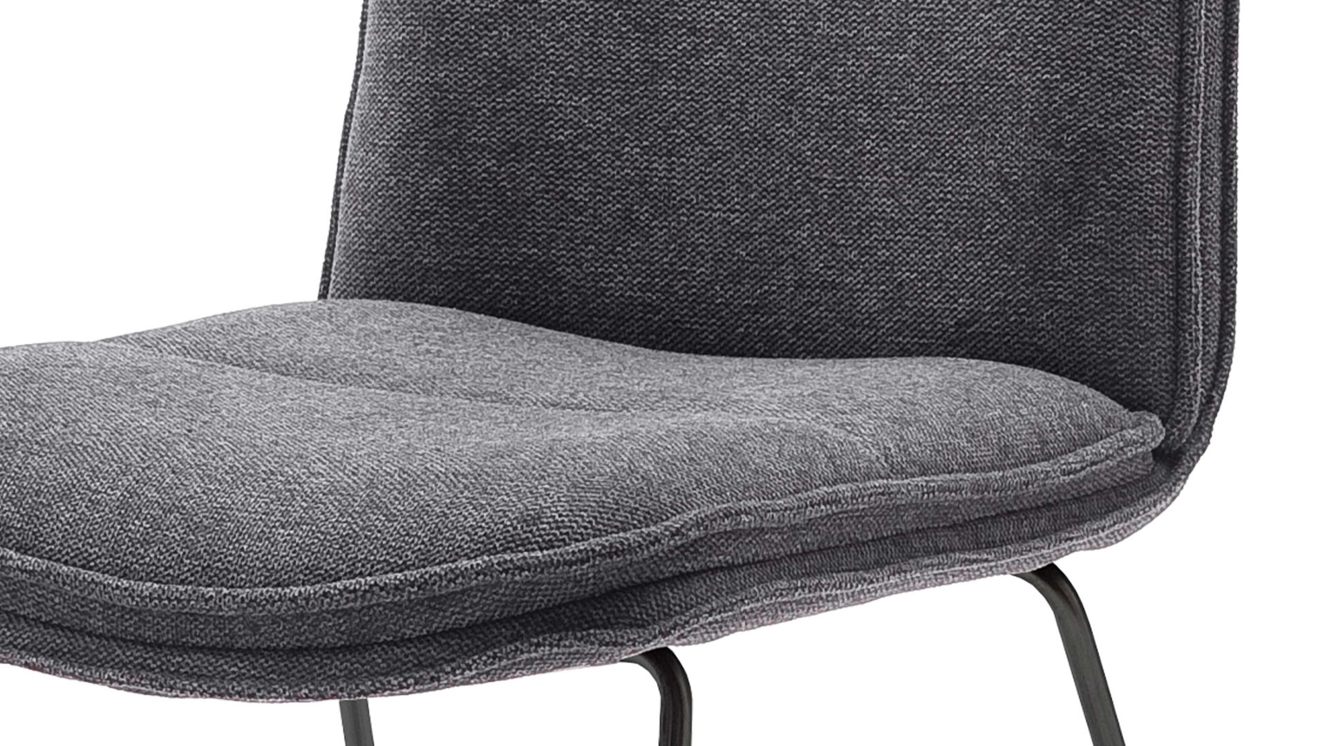 Polsterstuhl Mca furniture aus Stoff in Anthrazit Polsterstuhl Hampton anthrazitfarbene Chenille & Mattschwarz