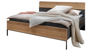 Komplettzimmer Wiemann | oeseder aus Holz in Dunkelgrau WIEMANN Schlafzimmerprogramm Alabama - Komplettzimmer Graphit & Eiche Bianco - vierteilig, Liegefläche ca. 180 x 200 cm