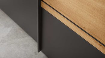 Komplettzimmer Wiemann | oeseder aus Holz in Dunkelgrau WIEMANN Schlafzimmerprogramm Alabama - Komplettzimmer Graphit & Eiche Bianco - vierteilig, Liegefläche ca. 180 x 200 cm