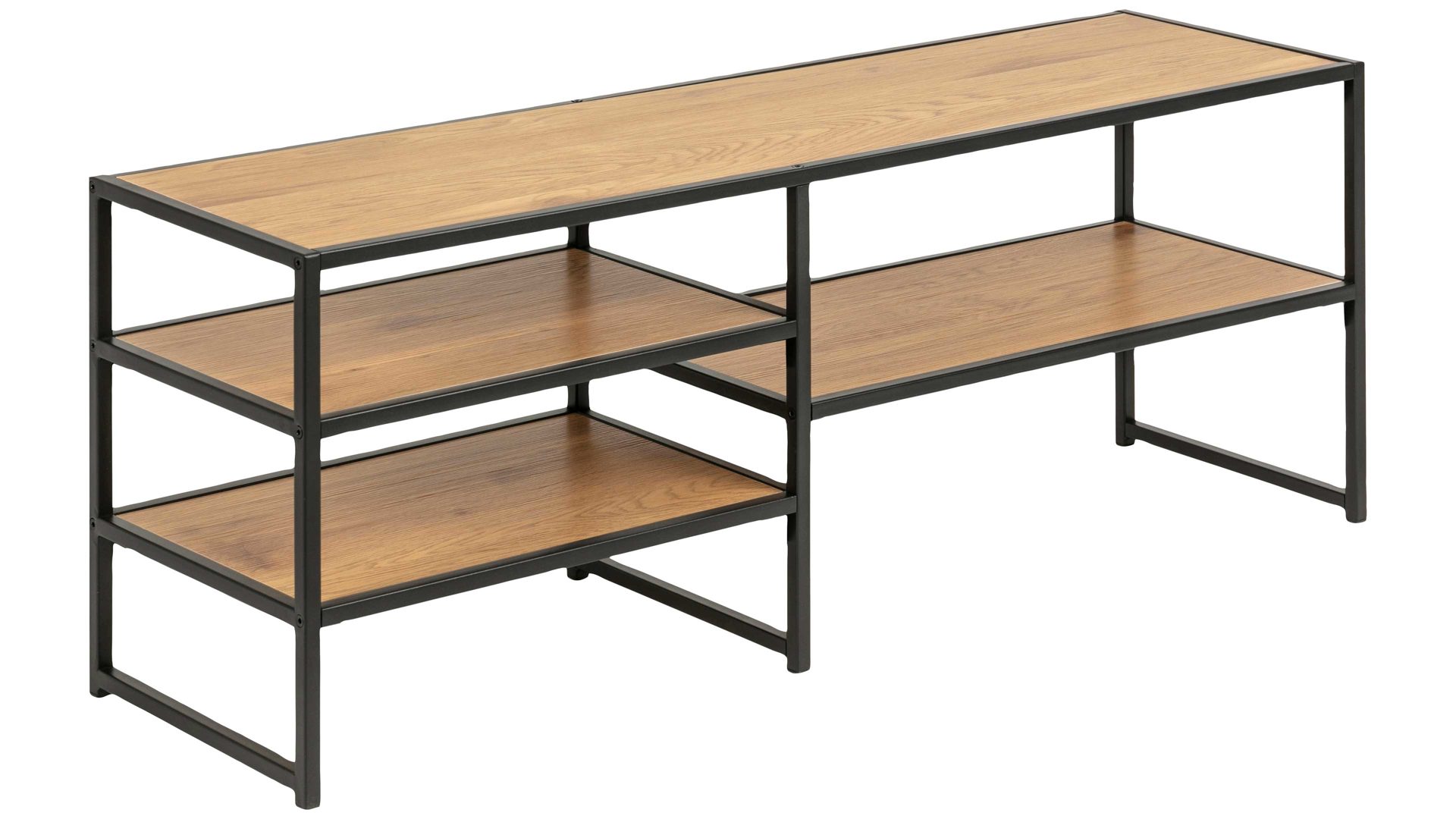 Medienmöbel Actona group aus Holz in Holzfarben Medienregal Seaford im Industrielook als TV-Tisch Wildeiche & Schwarz – Länge ca. 120 cm