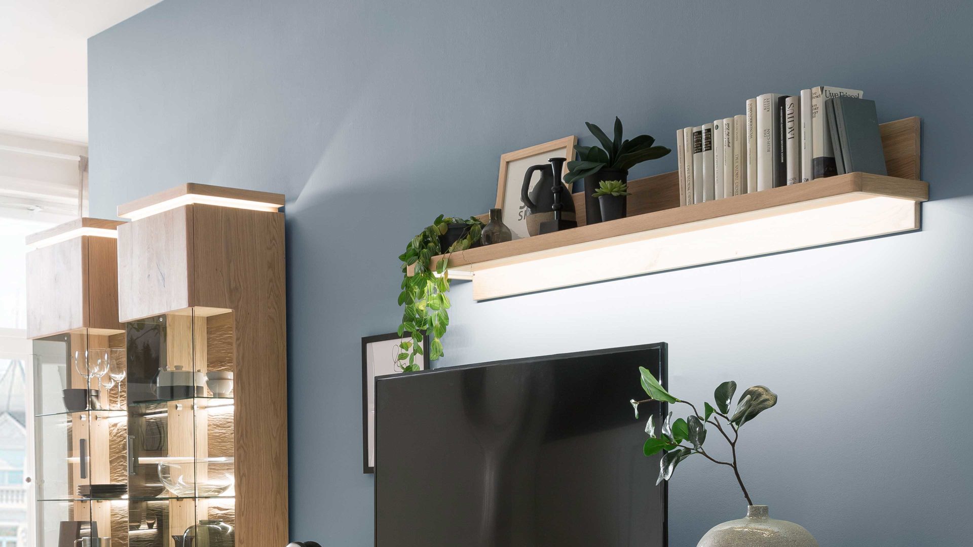 Wandregal Mca furniture aus Holz in Holzfarben Wohnprogramm Barcelona - Wandregal geölte Balkeneiche – Länge ca. 154 cm