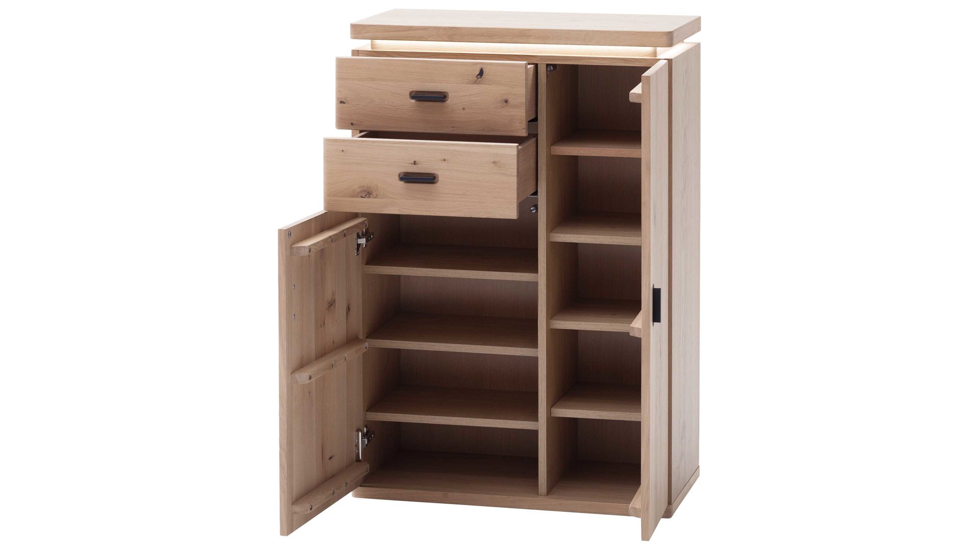 Kombikommode Mca furniture aus Holz in Holzfarben Garderobenprogramm Barcelona - Kombikommode geölte Wildeiche – zwei Türen, zwei Schubladen, Breite ca. 75 cm