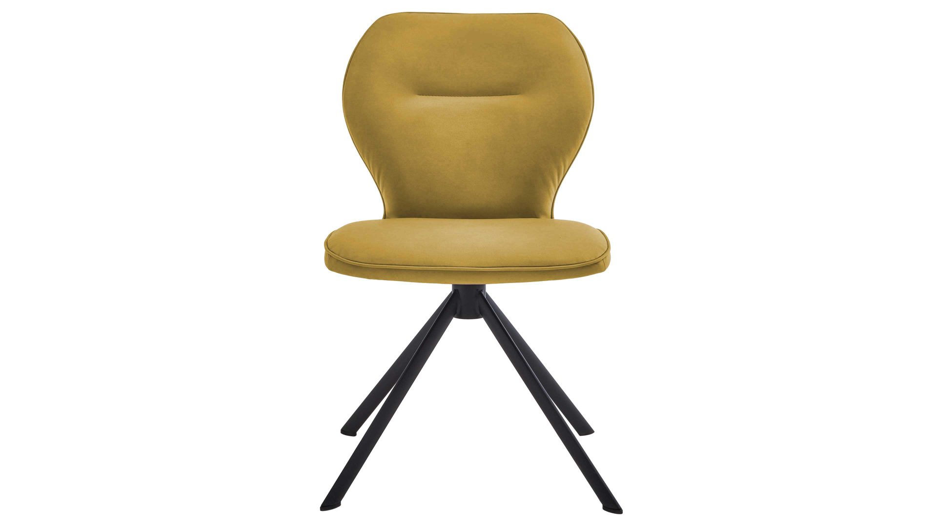 Vierfußstuhl Niehoff sitzmoebel aus Stoff in Gelb NIEHOFF SITZMÖBEL Cloudy - Esszimmerstuhl curcumafarbene Mikrofaser Gavin & schwarzes Metallgestell
