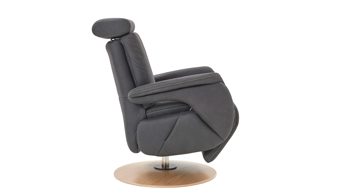 Relaxsessel Steinpol polsteria aus Kunstfaser in Grau Polsterprogramm Relaxa 6.0 Plus PSG XC - Relaxsessel grauer Stoffbezug Ares & Holzdrehteller