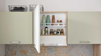 Einbauküche culineo® aus Holz in Hellgrün Culineo® Einbauküche C357 mit beko Einbaugeräten Jade & Eiche San Remo - Stellfläche ca. 305 x 310 cm