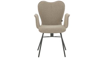 Vierfußstuhl Interliving aus Stoff in Beige Interliving Esszimmer Serie 5115 - Armlehnstuhl mit meliertem Bezug beiger Webstoff Shout 05 & anthrazitfarbenes Metall