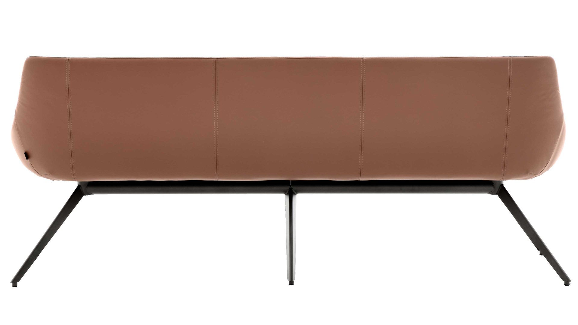 Polsterbank Interliving aus Leder in Hellbraun Interliving Esszimmer Serie 5115 - Polsterbank mit Lederbezug sattelfarbenes Leder LD2015 & anthrazitfarbenes Metall - Länge ca. 215 cm