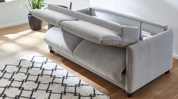 Schlafsofa Bali aus Stoff in Beige Schlafsofa Florenz beiger Bezug 2504 & Holzfüße 673 - Breite ca. 188 cm