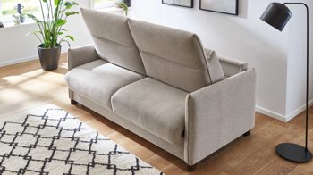 Schlafsofa Bali aus Stoff in Beige Schlafsofa Florenz beiger Bezug 2504 & Holzfüße 673 - Breite ca. 188 cm