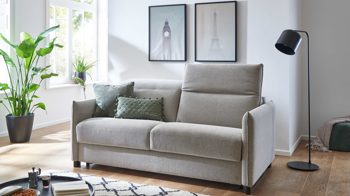 Schlafsofa Bali aus Stoff in Beige Schlafsofa Florenz beiger Bezug 2504 & Holzfüße 673 - Breite ca. 188 cm