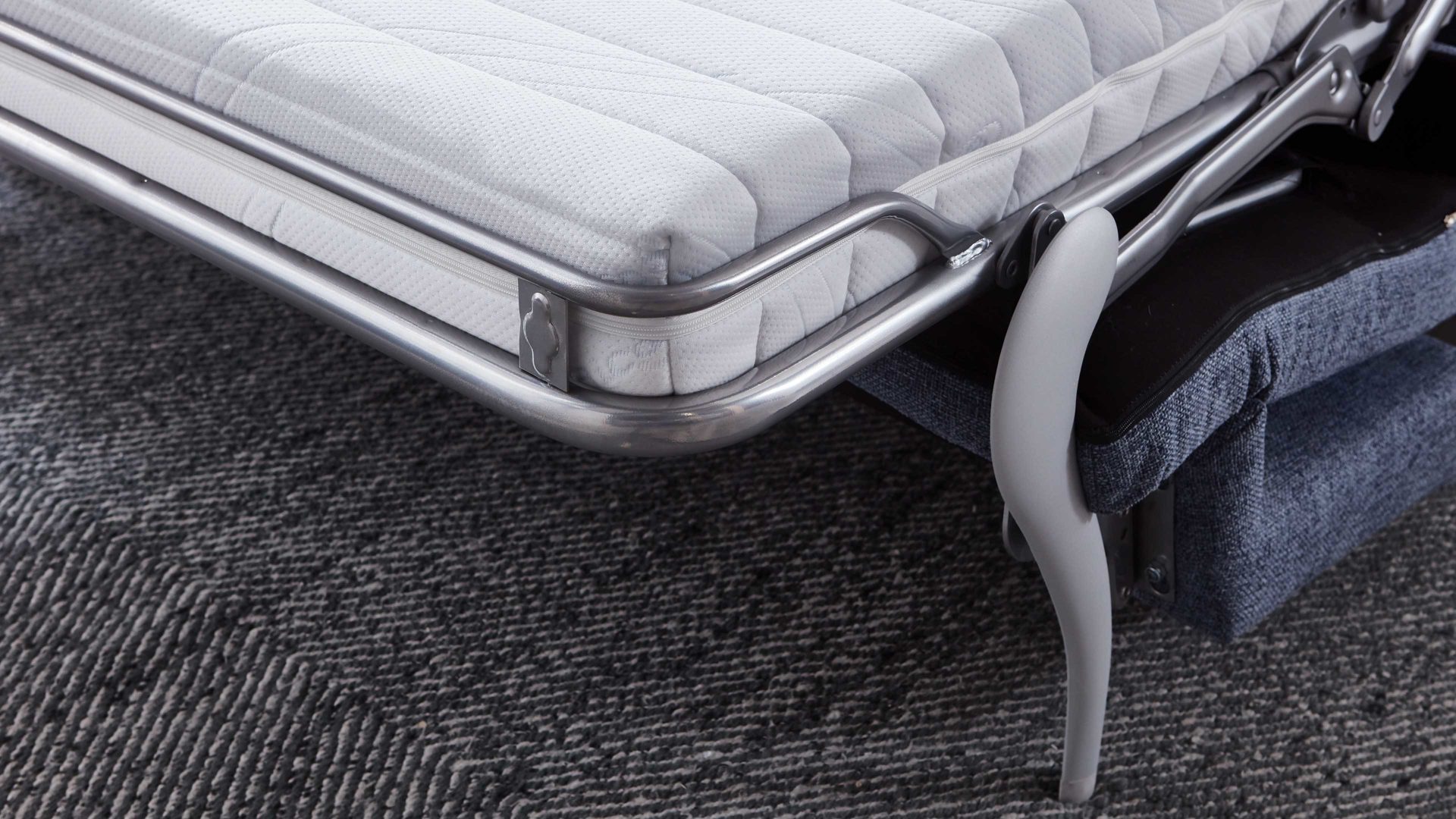 Schlafsofa Bali aus Stoff in Blau Schlafsofa Grande graublauer Bezug 3013 & chromfarbene Füße - Breite ca. 175 cm