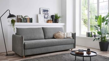 Schlafsofa Bali aus Stoff in Grün Schlafsofa Grande grüner Bezug 2505 & Holzfüße - Breite ca. 229 cm