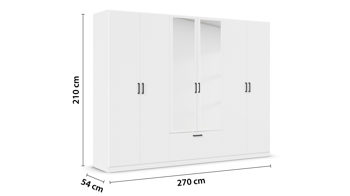 Kleiderschrank Rauch aus Holz in Weiß rauch BLUE Drehtürenschrank Bari Alpinweiß - Breite ca. 271 cm