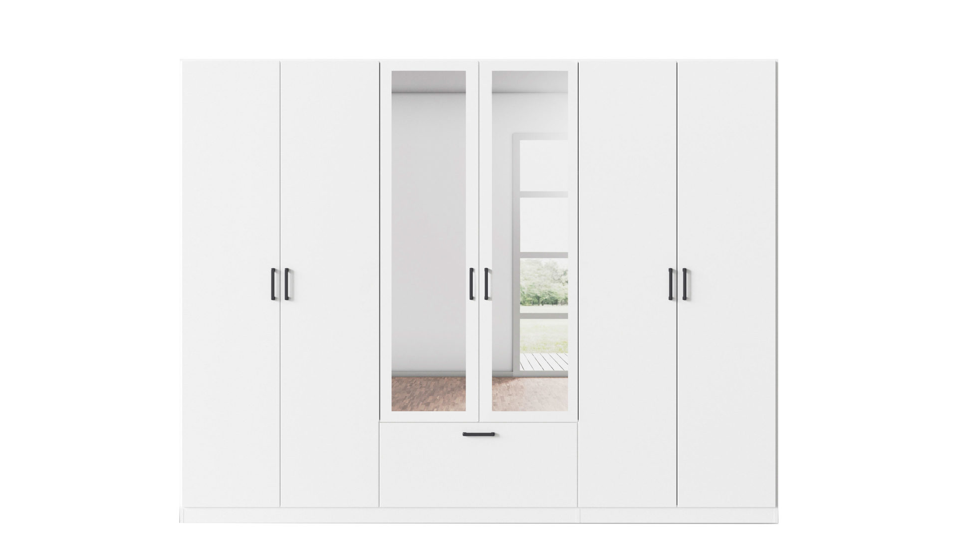 Kleiderschrank Rauch aus Holz in Weiß rauch BLUE Drehtürenschrank Bari Alpinweiß - Breite ca. 271 cm