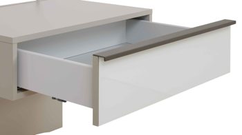 Nachtkommode Interliving aus Holz in Hellgrau Interliving Schlafzimmer Serie 1032 – Hängekonsolen-Set Kieselgrau & Weiß - zweiteilig