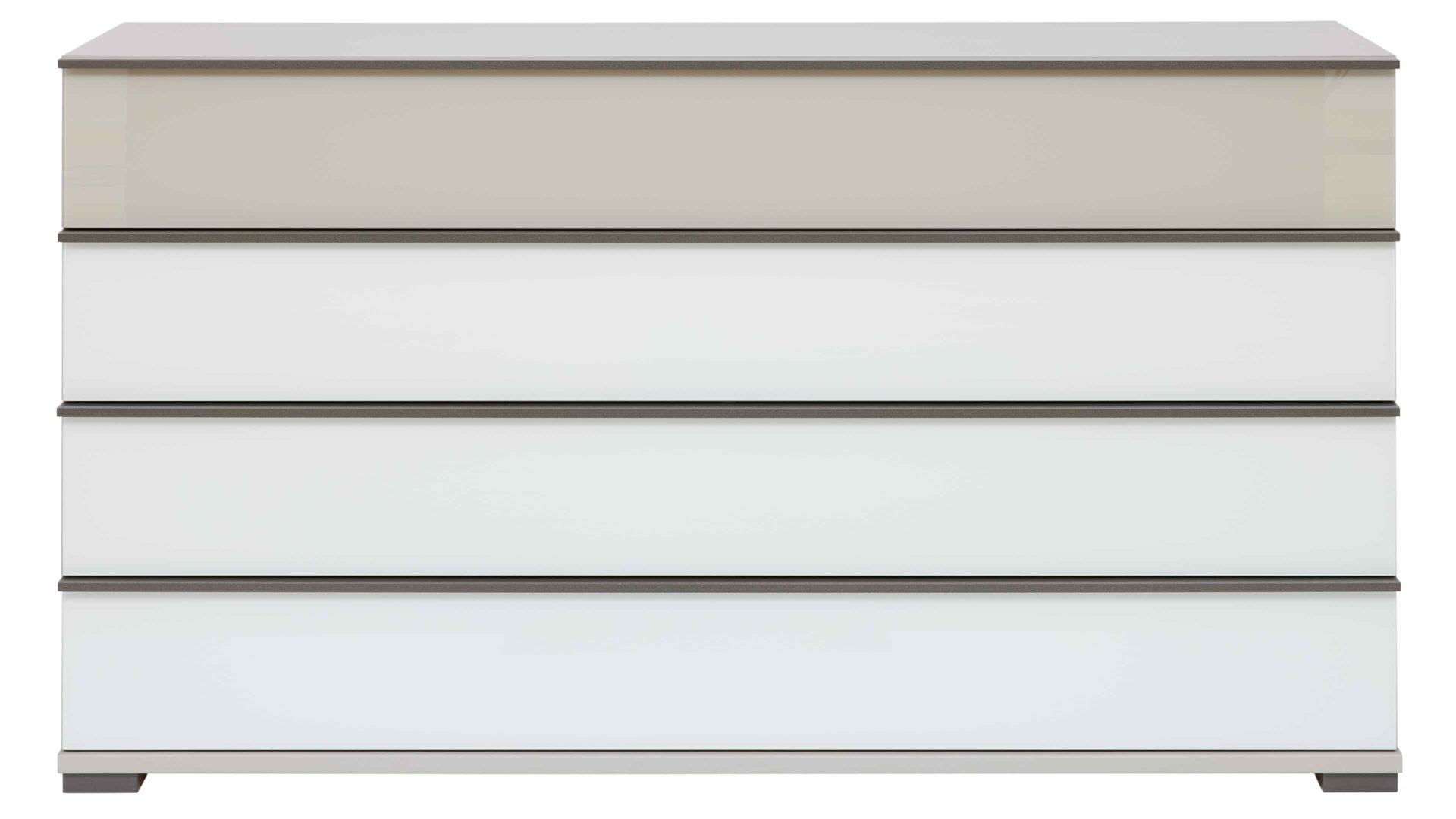 Schubladenkommode Interliving aus Holz in Weiß Interliving Schlafzimmer Serie 1032 – Schubladenkommode Weiß & Kieselgrau - vier Schubladen, Breite ca. 149 cm