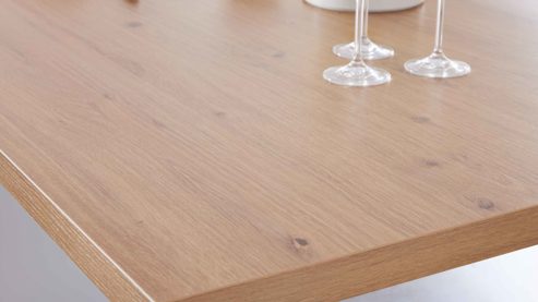 Einbauküche WERT KÜCHE® aus Holz in Weiß WERT KÜCHE® Vivien mit Constructa Einbaugeräten Satinweiß & Asteiche - Stellfläche ca. 457 x 300 cm