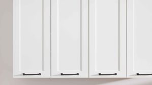 Einbauküche WERT KÜCHE® aus Holz in Weiß WERT KÜCHE® Vivien mit Constructa Einbaugeräten Satinweiß & Asteiche - Stellfläche ca. 457 x 300 cm