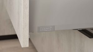 Einbauküche WERT KÜCHE® aus Holz in Grau WERT KÜCHE® Ella mit Miele Einbaugeräten quarzgrauer Beton - zweizeilig