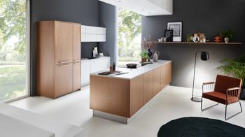 Einbauküche Nolte® küchen aus Holz in Holzfarben nolte® Einbauküche Artline mit Constructa-Einbaugeräten und elica Muldenlüfter Stripe Wood Crema & Platingrau - zweiteilig