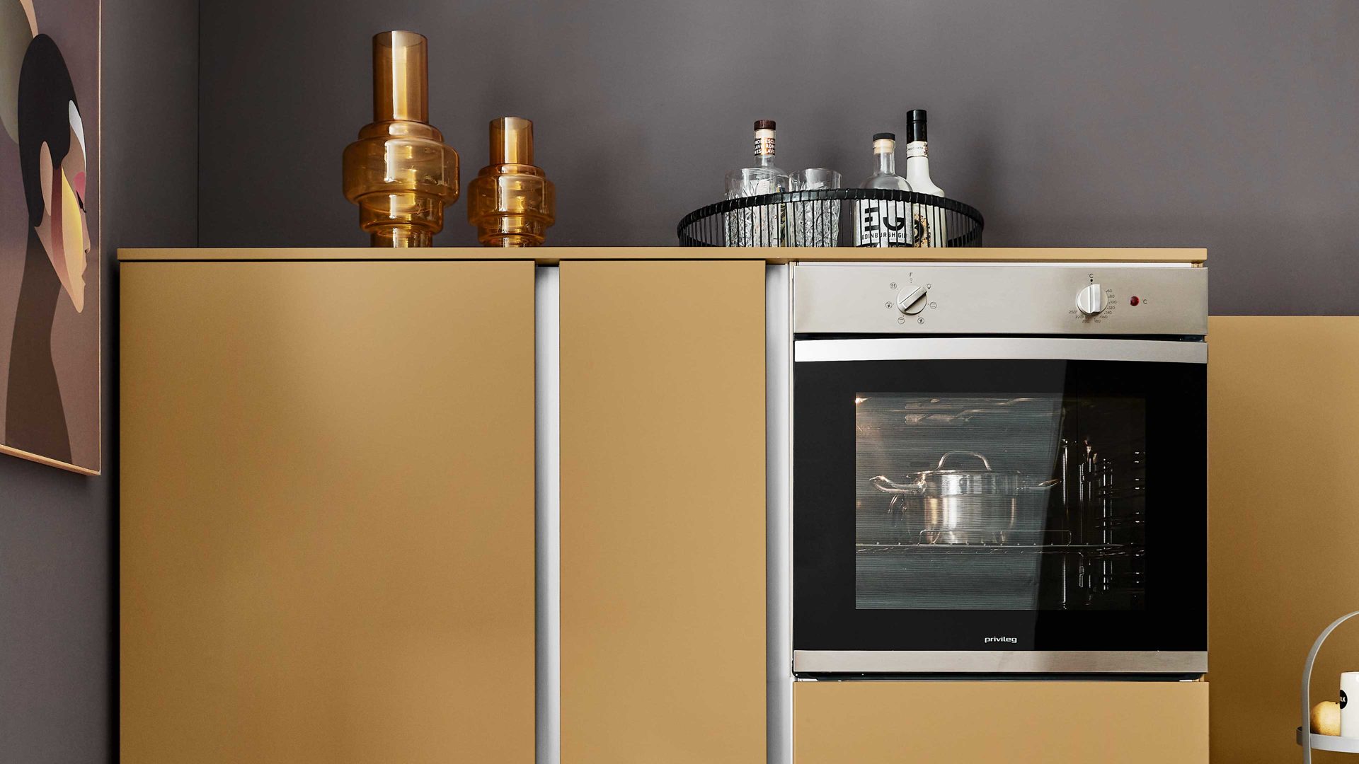 Einbauküche Nolte® küchen aus Holz in Hellbraun nolte® Einbauküche Soft Lack mit privileg Einbaugeräten Caramel & Mattweiß - zweizeilig