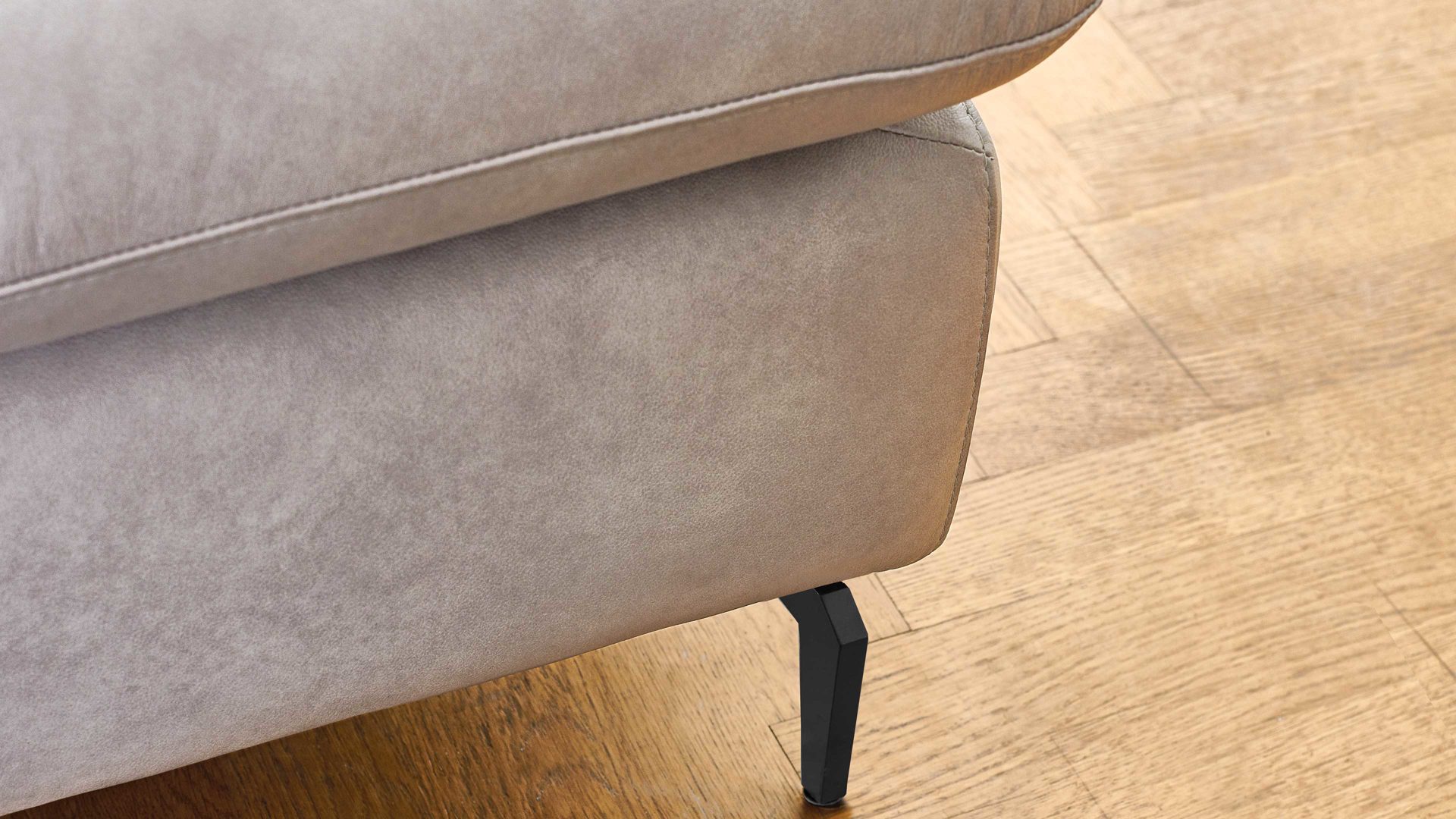 Ecksofa W.schillig i. i. aus Leder in Hellgrau W.SCHILLIG Polsterserie Select Venus plus - Ecksofa mit Sitztiefenverstellung hellgraues Leder Z69-22 - Stellfläche ca. 181 x 349 cm