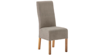 Vierfußstuhl Mca direkt aus Stoff in Braun Polsterstuhl-Serie Nera cappuccinofarbener Cordbezug Poso & Eiche geölt