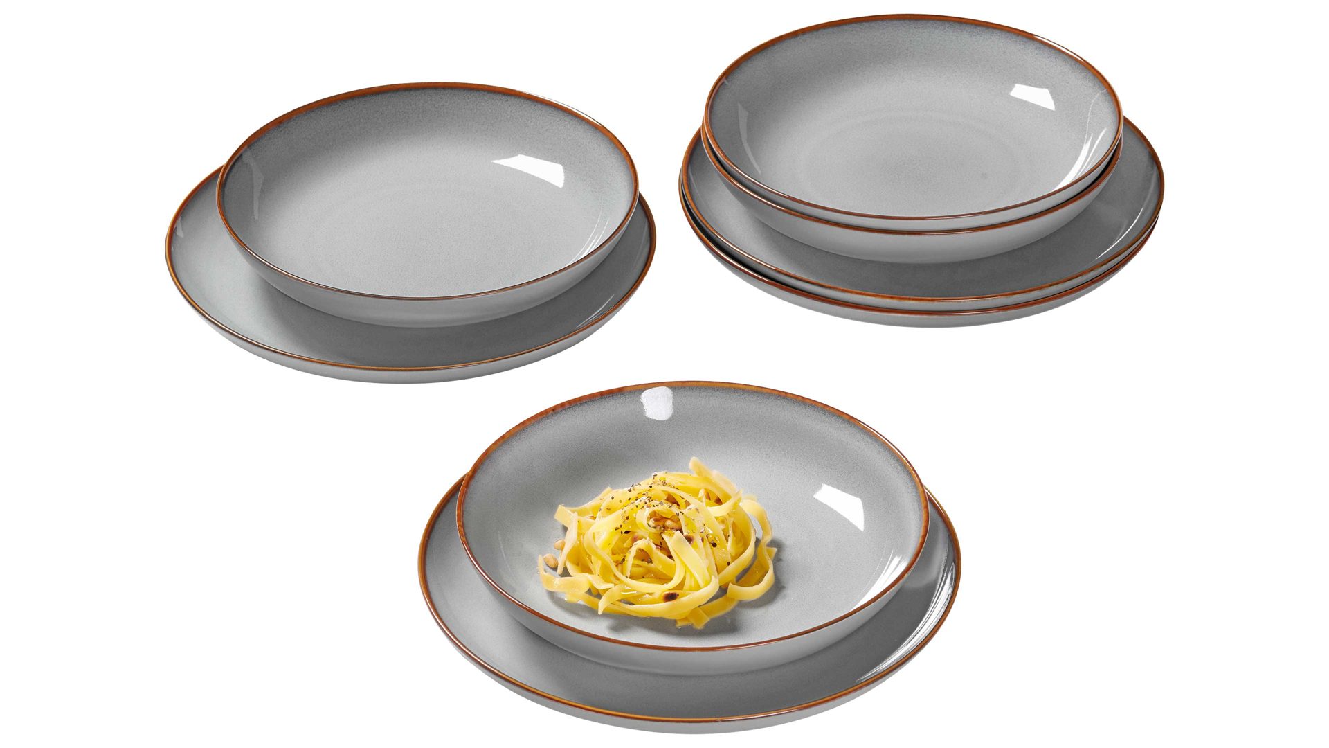 Tafelservice Ritzenhoff & breker aus Keramik in Grau Ritzenhoff & Breker Speiseservice Portofino graues Steinzeug - achtteilig