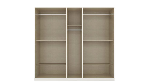 Kleiderschrank Rauch aus Holz in Grau rauch BLUE Drehtürenschrank Ticao Grau-Metallic & Atlantic Oak - Breite ca. 226 cm